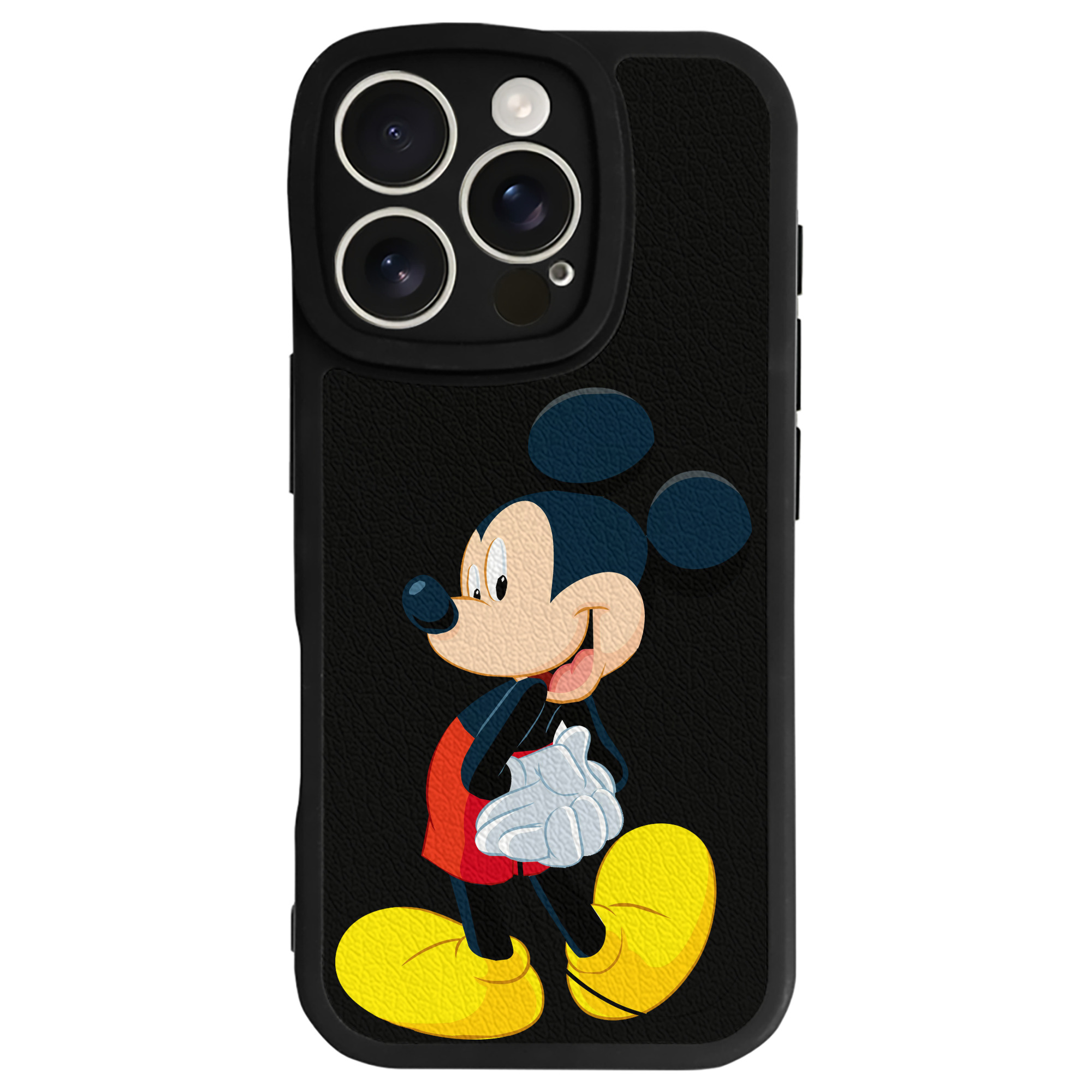 （画像用） ミッキーマウス Mickey Mouse 【iPhone 16シリーズ対応】シリコンスマホケース（レザー調） 材質：シリコン